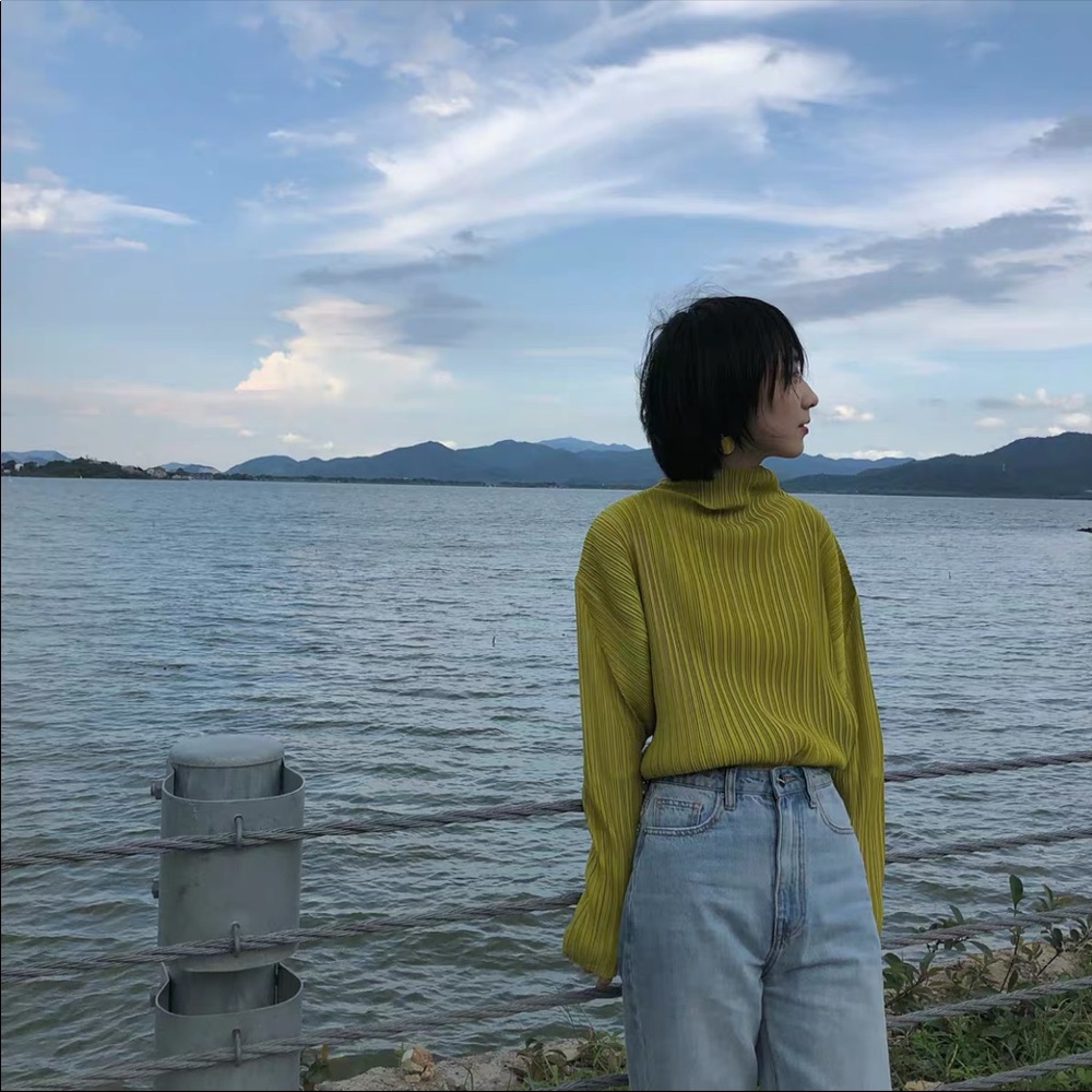 NWT Kiwi green-yellow top pleats please replica